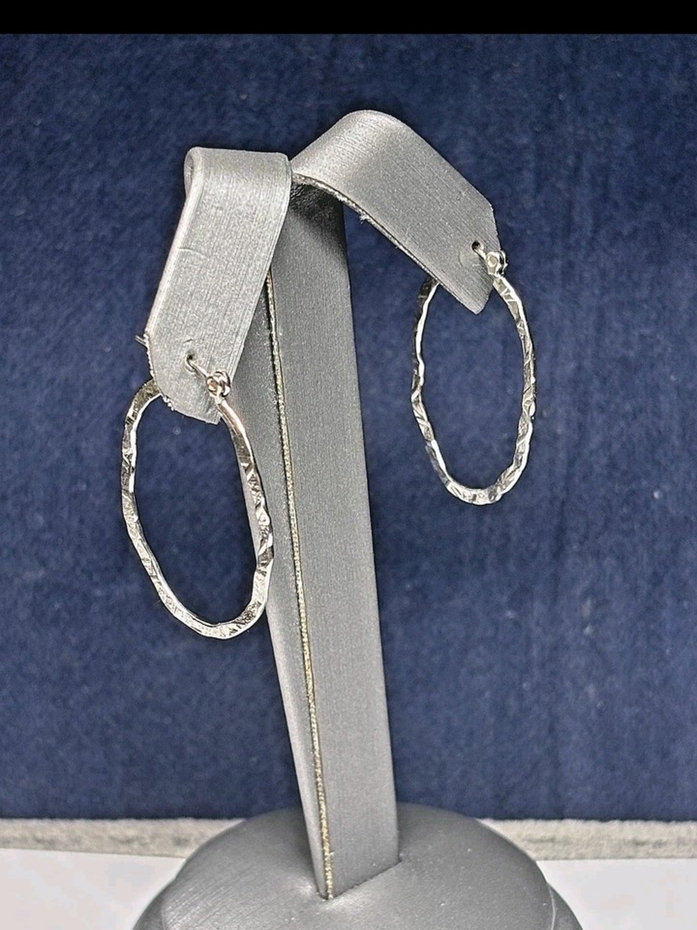 Hammered Silver Hoop Earrings - Women Jewelry